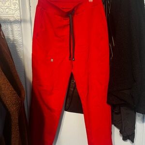 Fabletics Women's Red ion straight leg scrub pants and top (not pictured) set